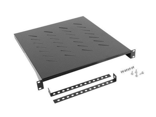Półka do szaf 19" 800mm czarna Lanberg (1U/483x500mm udźwig do 25kg, montaż 4-punktowy) - 795813
