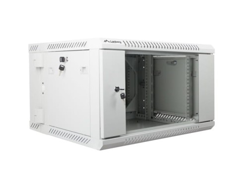 Szafa instalacyjna dwusekcyjna wisząca 19" 6U 600x600 szara Lanberg (flat pack) - 1129060