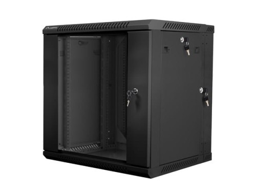Szafa instalacyjna dwusekcyjna wisząca 19" 12U 600x600 czarna Lanberg (flat pack) - 1129062