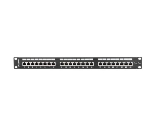 Patch panel Lanberg PPS5-1024-B 24 port 1U kat.5e ekranowany czarny - 795749