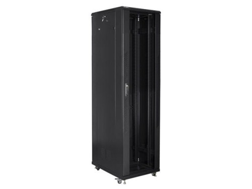 Szafa instalacyjna stojąca 19" 37U 800x800 Drzwi Szklane czarna Lanberg (flat pack) - 1158369