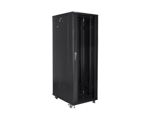 Szafa instalacyjna stojąca 19" 47U 800x800 Drzwi Szklane czarna Lanberg (flat pack) - 1158360