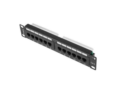 Patch panel Lanberg PPU6-9012-B 12 port 1U 10" kat.6 czarny - 795791
