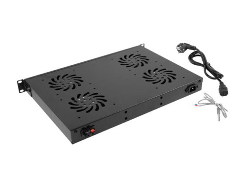 Panel wentylacyjny Lanberg LCD poziomy 1U z termostatem do szaf 19" 4 wentylatory 230V czarny - 1076983