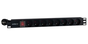 EmiterNet Listwa zasilająca standard 19" 8 gn. z bolcem, wtyk uni-schuko, kabel 2m, wyłącznik