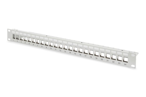 Patch panel pusty DIGITUS 19" 24 port 1U do modułów keystone (RAL 7035) - 1557167