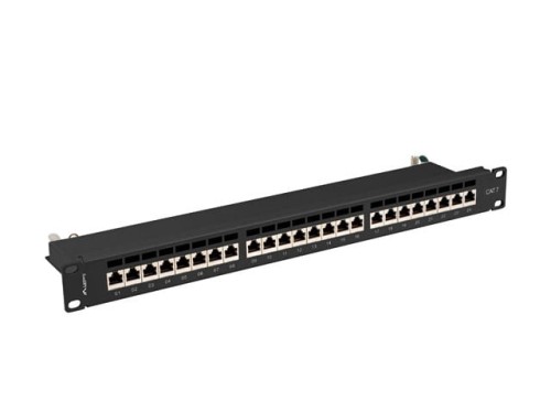 Patch panel Lanberg 24 port 1U kat.7 ekranowany czarny - 1076900