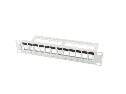 Patch panel pusty Lanberg 12 port 1U 10" z organizerem do modułów keystone szary - 1597193