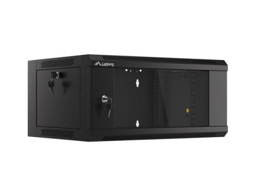 Szafa instalacyjna wisząca 19" 4U 570x450 szybki montaż czarna Lanberg (flat pack) - 795989