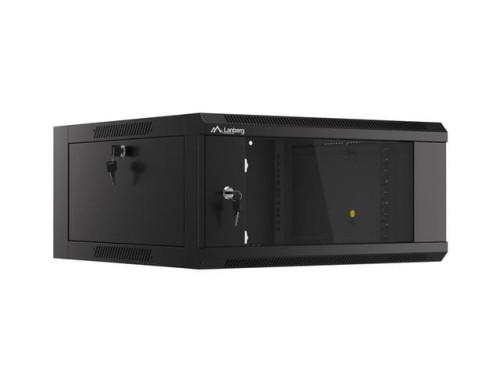 Szafa instalacyjna wisząca 19" 4U 570x600 szybki montaż czarna Lanberg (flat pack) - 796317