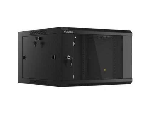 Szafa instalacyjna wisząca 19" 6U 570x600 szybki montaż czarna Lanberg (flat pack) - 796290