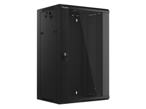 Szafa instalacyjna wisząca 19" 18U 570x450 szybki montaż czarna Lanberg (flat pack) - 796209