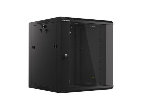 Szafa instalacyjna wisząca 19" 12U 570x600 szybki montaż czarna Lanberg (flat pack) - 796196