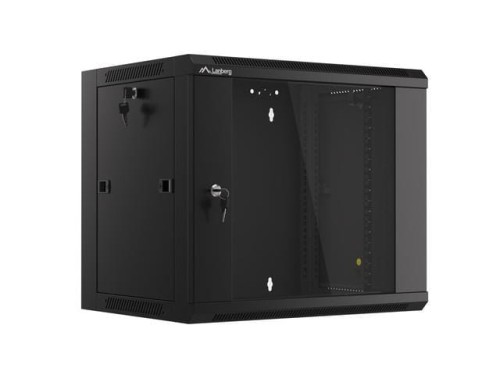 Szafa instalacyjna wisząca 19" 9U 570x450 szybki montaż czarna Lanberg (flat pack) - 796010