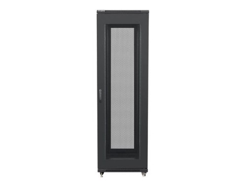 Szafa instalacyjna stojąca 19" 42U 600x800 czarna drzwi perforowane Lanberg (flat pack) - 1325157