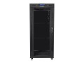 Szafa instalacyjna stojąca 19" 27U 600x600 czarna drzwi szklane LCD Lanberg (flat pack) - 1076975