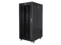 Szafa instalacyjna stojąca 19" 27U 600x600 czarna drzwi szklane LCD Lanberg (flat pack) - 1076977