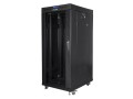 Szafa instalacyjna stojąca 19" 27U 600x800 czarna drzwi szklane LCD Lanberg (flat pack) - 1210040