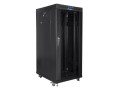 Szafa instalacyjna stojąca 19" 27U 600x800 czarna drzwi szklane LCD Lanberg (flat pack) - 1210038