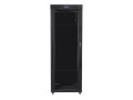 Szafa instalacyjna stojąca 19" 42U 800x1000 czarna drzwi szklane LCD Lanberg (flat pack) - 1165962