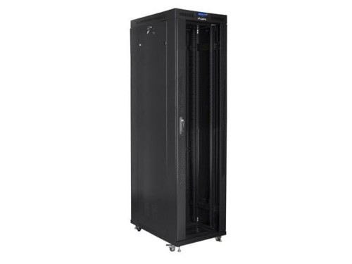 Szafa instalacyjna stojąca 19" 47U 800x1000 czarna drzwi szklane LCD Lanberg (flat pack) - 1158374
