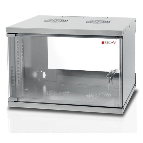 Szafa wisząca Techly Rack 19" 9U 500x320 zmontowana, szara - 1619981