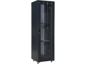 Alantec-Szafa złożona 42U 800x1000, drzwi przednie szklane, osłona tylna metalowa perforowana, zamek, 4 belki nośne, 4 regulowane stopki kolor czarny