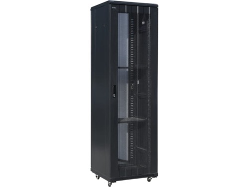 Alantec-Szafa złożona 42U 800x1000, drzwi przednie szklane, osłona tylna metalowa perforowana, zamek, 4 belki nośne, 4 regulowane stopki kolor czarny - 935257