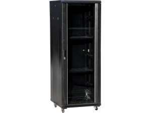 Alantec-Szafa złożona 36U 600x600, drzwi przednie szklane, osłona tylna metalowa pełna, zamek, 4 belki nośne, 4 regulowane stopki kolor czarny