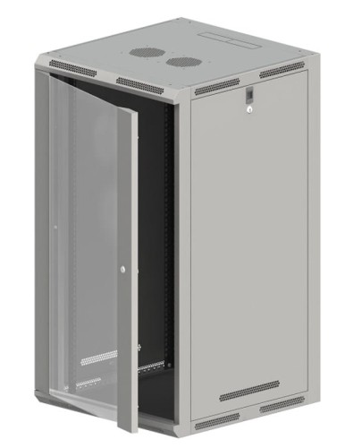 ALANTEC Szafa rack 19" 24U 600x600, drzwi szklane, kolor szary - 1751941