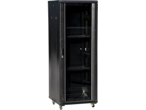 Q-LANTEC SZAFA TELEINFORMATYCZNA DRZWI PRZEDNIE SZKLANE 42U 600X600 CZARNY FLAT PACK