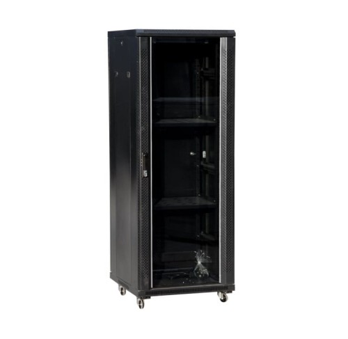 Q-LANTEC SZAFA TELEINFORMATYCZNA DRZWI PRZEDNIE SZKLANE 24U 600X600 CZARNY FLAT PACK - 1128765