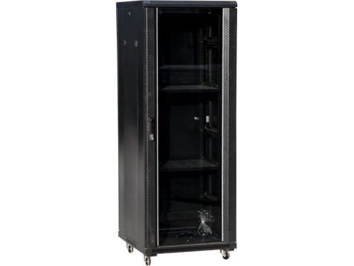 Q-LANTEC SZAFA TELEINFORMATYCZNA DRZWI PRZEDNIE SZKLANE 24U 600X800 CZARNY FLAT PACK - 1128784