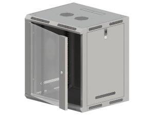 Szafa A-LAN SW-12U-600-600-N-DSJ-OP-RP-B-S (12U; 570mm / 635mm / 600 mm; wisząca; Szklane; 19''; kolor szary)