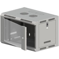 ALANTEC Szafa rack wisząca 19" 6U 600x600, drzwi szklane, kolor szary