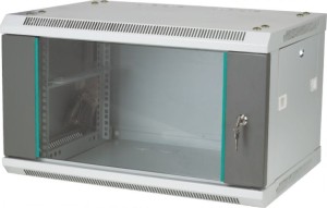 Alantec-Szafka rack wisząca 19" 4U 600x450, niedzielona, drzwi szklane jednoskrzydłowe, tył osłona pełna, osłony boczne zamykane na klucz, kolor szary