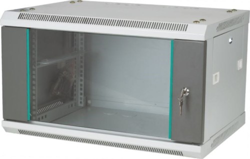 Alantec-Szafka rack wisząca 19" 4U 600x450, niedzielona, drzwi szklane jednoskrzydłowe, tył osłona pełna, osłony boczne zamykane na klucz, kolor szary - 1170973