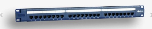 EmiterNet Panel 19", 24xRJ45 UTP kat.6 (1U) z półką, niebieski (PoE) - 1659543