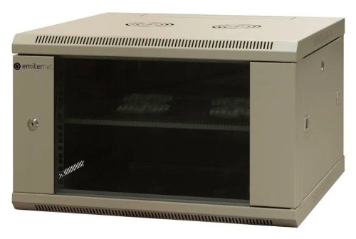 EmiterNet Szafa wisząca niedzielona 19'' 6U, niezmontowana, drzwi blacha/ szkło, 600x600x370mm szer./gł./wys. - 1659642