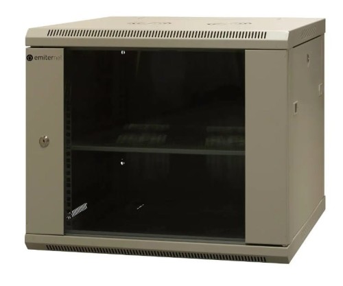 EmiterNet Szafa wisząca niedzielona 19'' 9U, niezmontowana, drzwi blacha/ szkło, 600x600x500mm szer./gł./wys. - 1659652