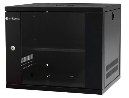 EmiterNet Szafa wisząca  lekka niedzielona 19'' 9U, drzwi blacha/szkło,  550×450×455mm szer./gł./wys. - 1659632