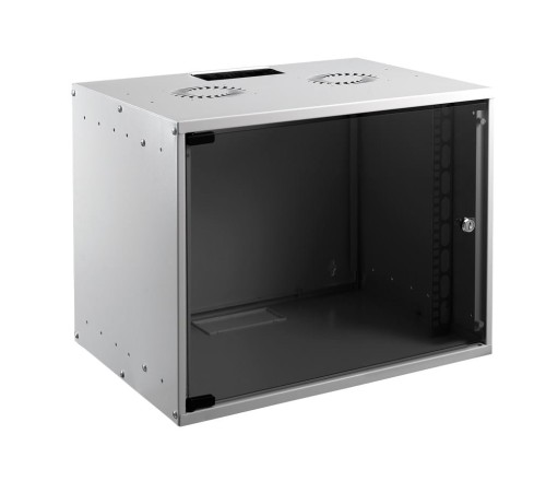 MIRSAN SZAFA RACK 19" WISZĄCA 9U 400MM SZARA SZKLANE DRZWI FLAT PACK ( DO SAMODZIELNEGO MONTAŻU ) - 1188728