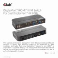Club3D CSV-7210 DISPLAYPORT /HDMI KVM SWITCH FOR DUAL DISPLAYPORT 4K60HZ - 1065556