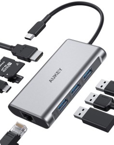 AUKEY HUB USB C CB-C91 8W1 RJ45 HDMI 4K PD 100W