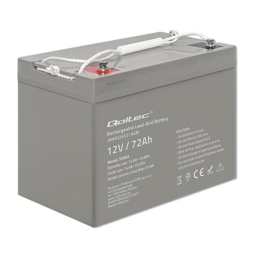 Akumulator AGM Qoltec 12V | 72Ah | max. 1080A - 1536001