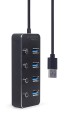 GEMBIRD HUB USB 3.1 (GEN 1) 4-PORTOWY Z PRZEŁĄCZNIKAMI, CZARNY - 1437692