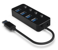 GEMBIRD HUB USB 3.1 (GEN 1) 4-PORTOWY Z PRZEŁĄCZNIKAMI, CZARNY - 1437688