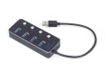 GEMBIRD HUB USB 3.1 (GEN 1) 4-PORTOWY Z PRZEŁĄCZNIKAMI, CZARNY - 1437690