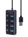 GEMBIRD HUB USB 3.1 (GEN 1) 4-PORTOWY Z PRZEŁĄCZNIKAMI, CZARNY - 1437691