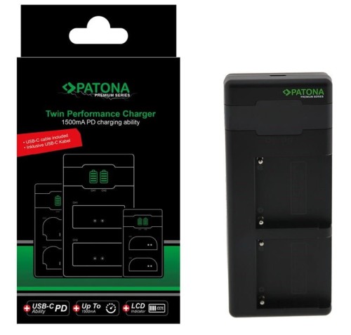 Ładowarka Patona Premium Twin Performance PD do Sony F970 z kablem USB-C - 1338501